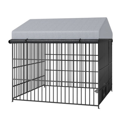 Large Dog Kennel Outdoor Pet Pens Dogs Run Enclosure Animal Hutch Metal Coop Fence With Roof Cover 6.6L X 6.6W X 6.4H