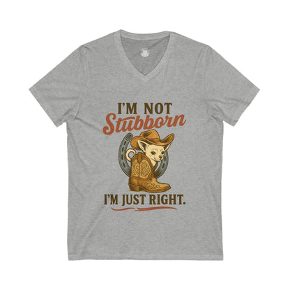 Funny V-Neck Tee - I'm not stubborn I'm just right
