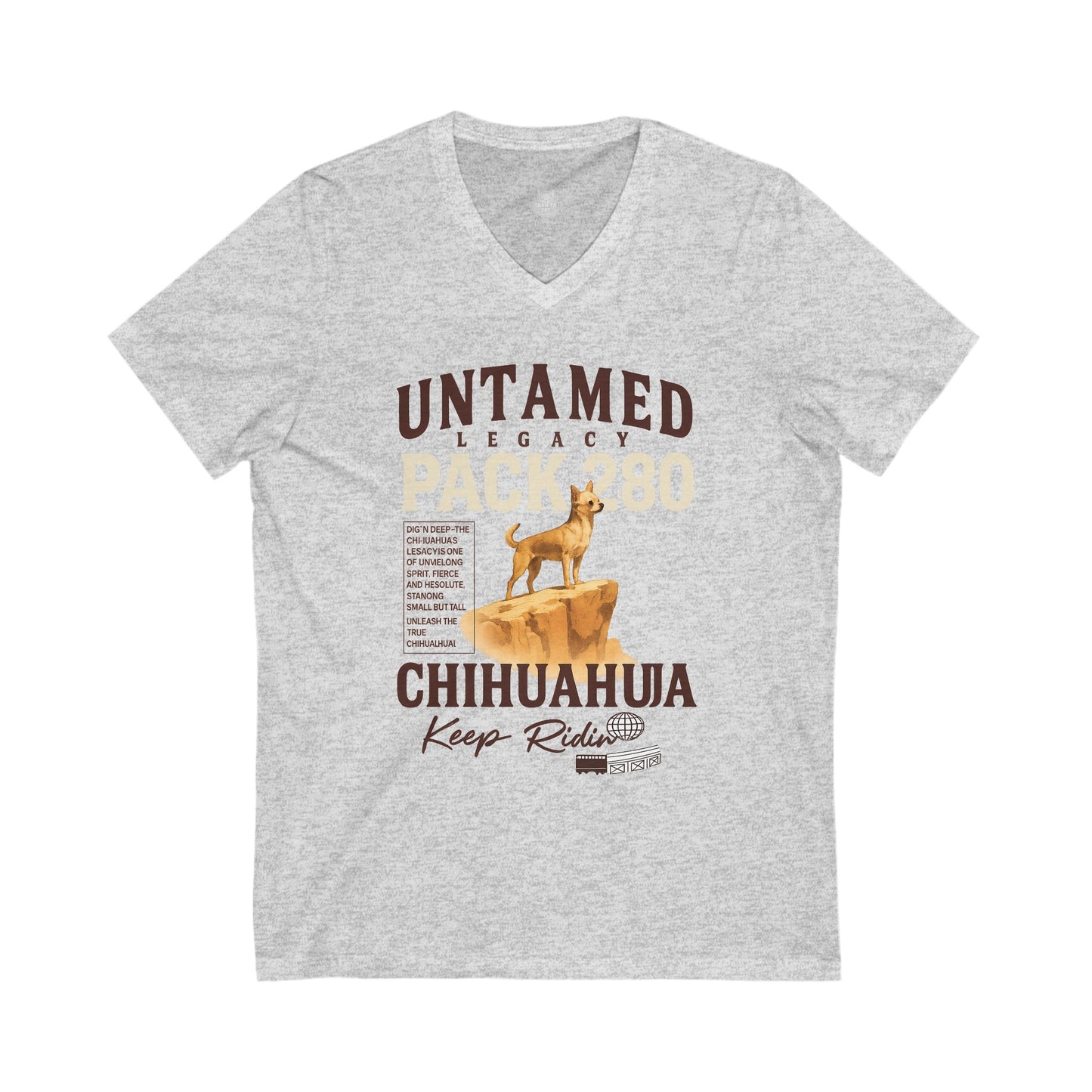 Chihuahua Adventure V-Neck Tee, Dog Lover Shirt, Unisex Graphic Tee, Gift for Pet Owners, Animal Enthusiast Apparel, Funny Dog Top