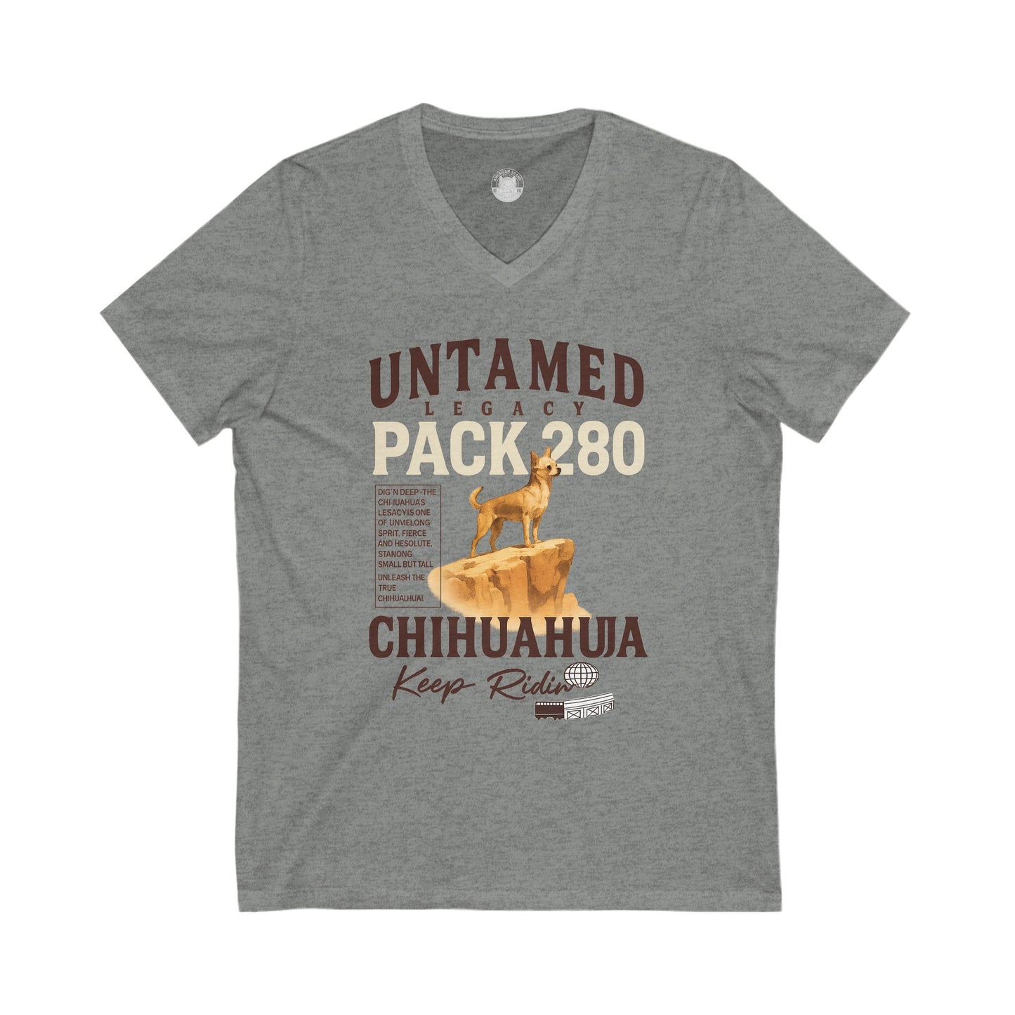 Chihuahua Adventure V-Neck Tee, Dog Lover Shirt, Unisex Graphic Tee, Gift for Pet Owners, Animal Enthusiast Apparel, Funny Dog Top