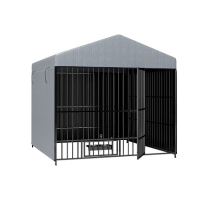 Large Dog Kennel Outdoor Pet Pens Dogs Run Enclosure Animal Hutch Metal Coop Fence With Roof Cover 6.6L X 6.6W X 6.4H