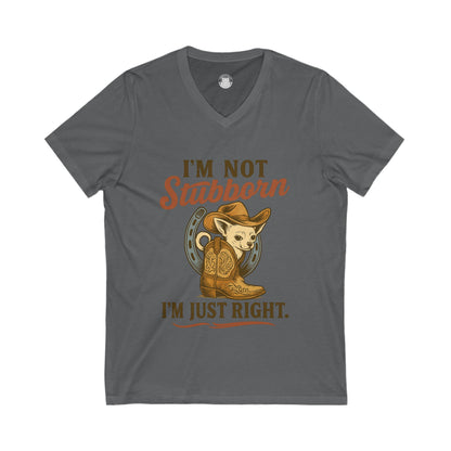 Funny V-Neck Tee - I'm not stubborn I'm just right